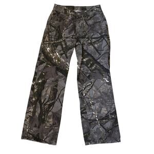 Shein gray green camo mid rise straight‎ leg jean pants SIZE 4
